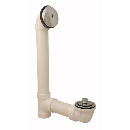 Jones Stephens Chrome Plated One-Hole Friction Lift Bath Waste Kit, Standard Full Kit, White Plastic B07058